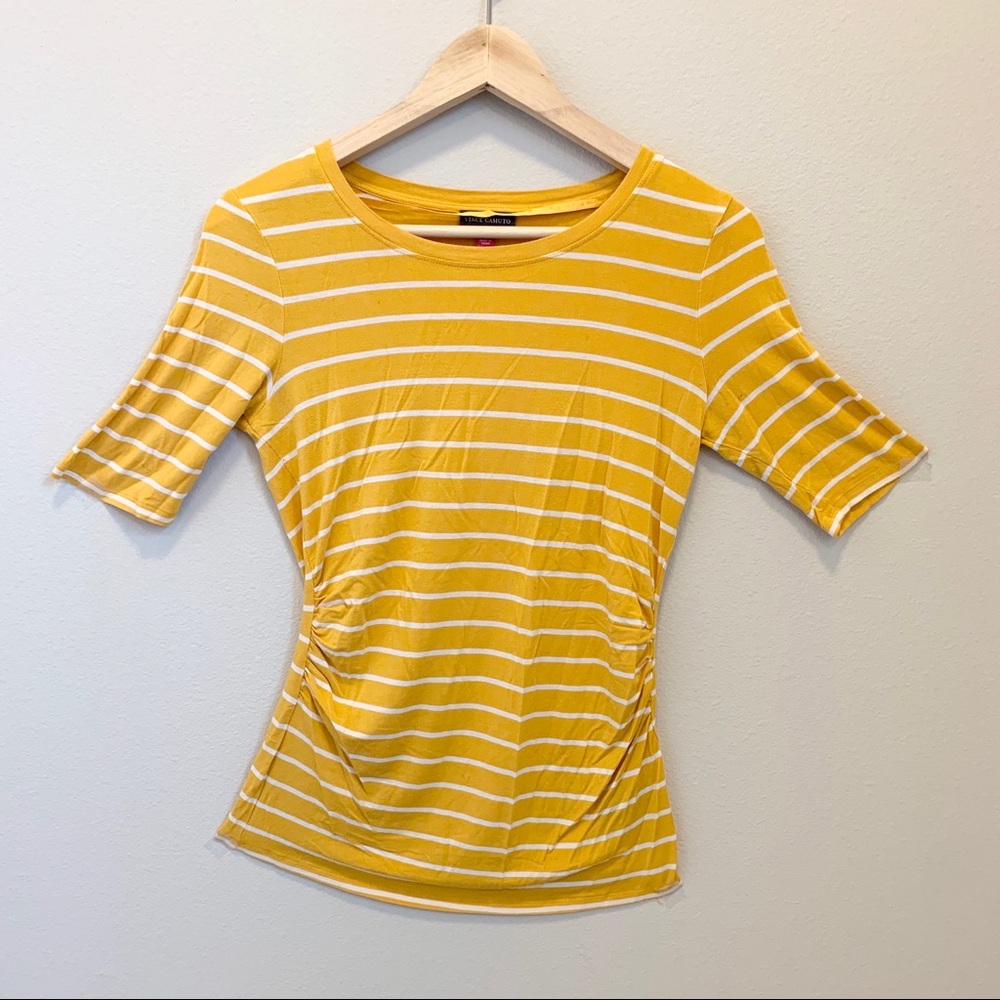 **SOLD**Vince Camuto Rayon Shirt Yellow/white stri